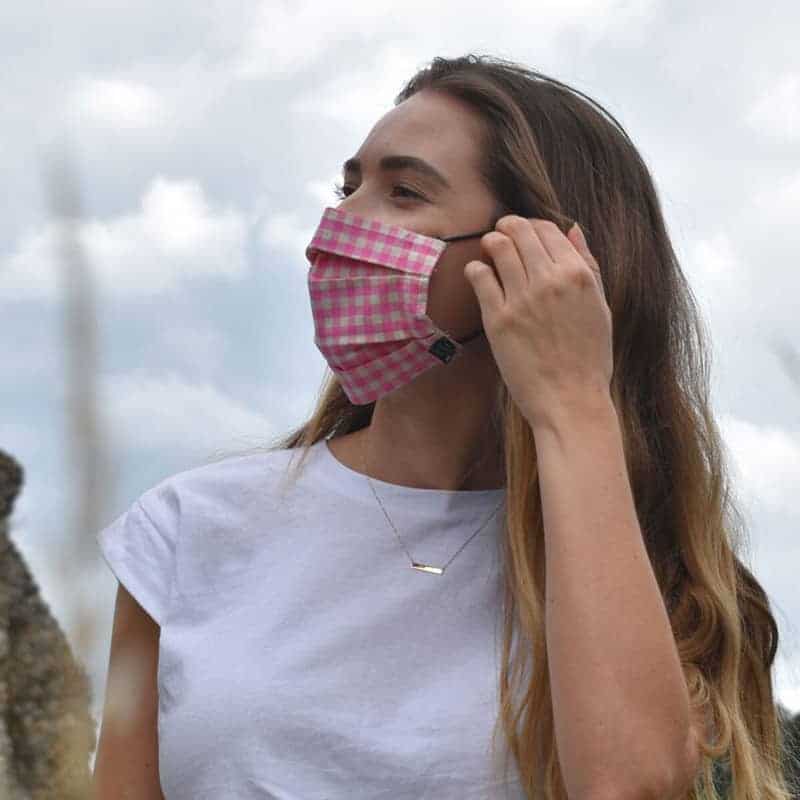 FM-GINGHAM-AD2PK-LXL-1 Pink Gingham Facemask